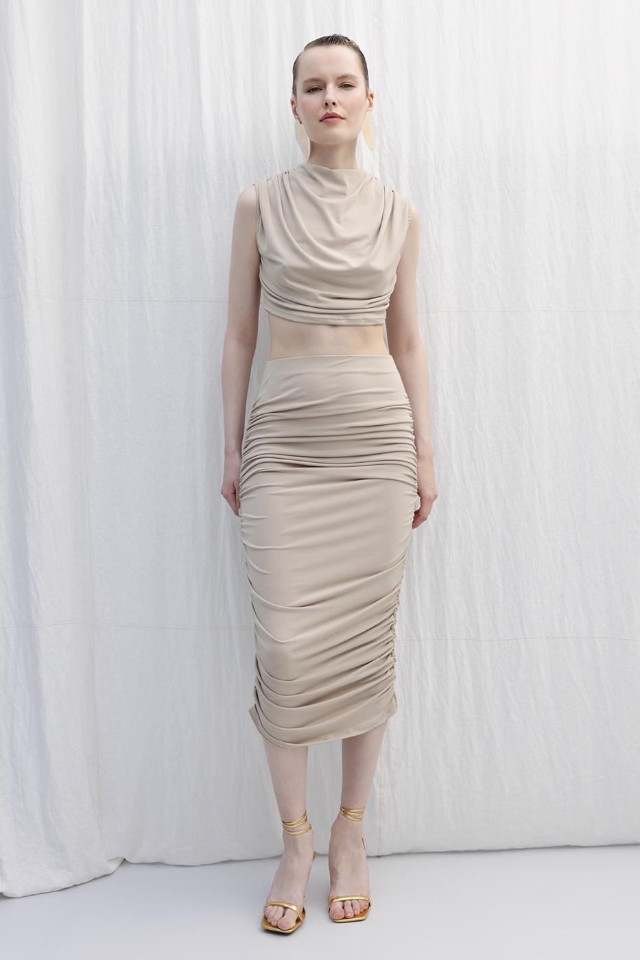 BSL Women Draped Midi Pencil Skirt - Enterprise