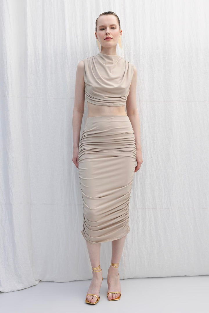 BSL Women Draped Midi Pencil Skirt - Enterprise