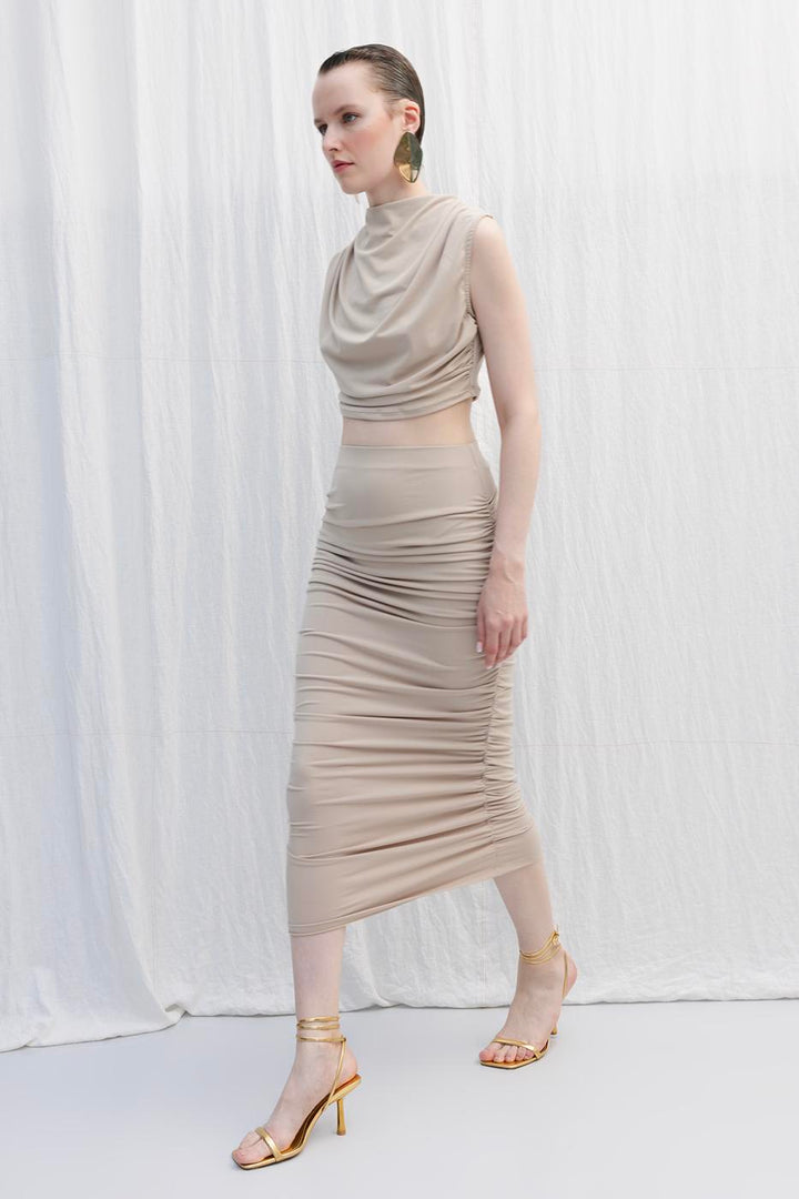 BSL Women Draped Midi Pencil Skirt - Enterprise