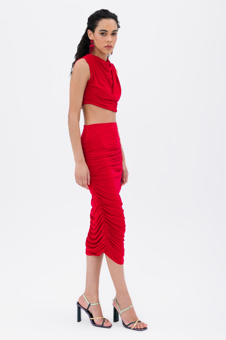 BSL Women Draped Midi Pencil Skirt - Leavenworth