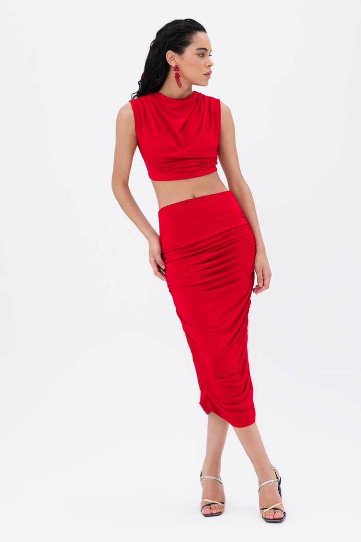 BSL Women Draped Midi Pencil Skirt - Leavenworth