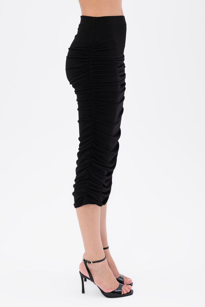 BSL Women Draped Midi Pencil Skirt - Redlands