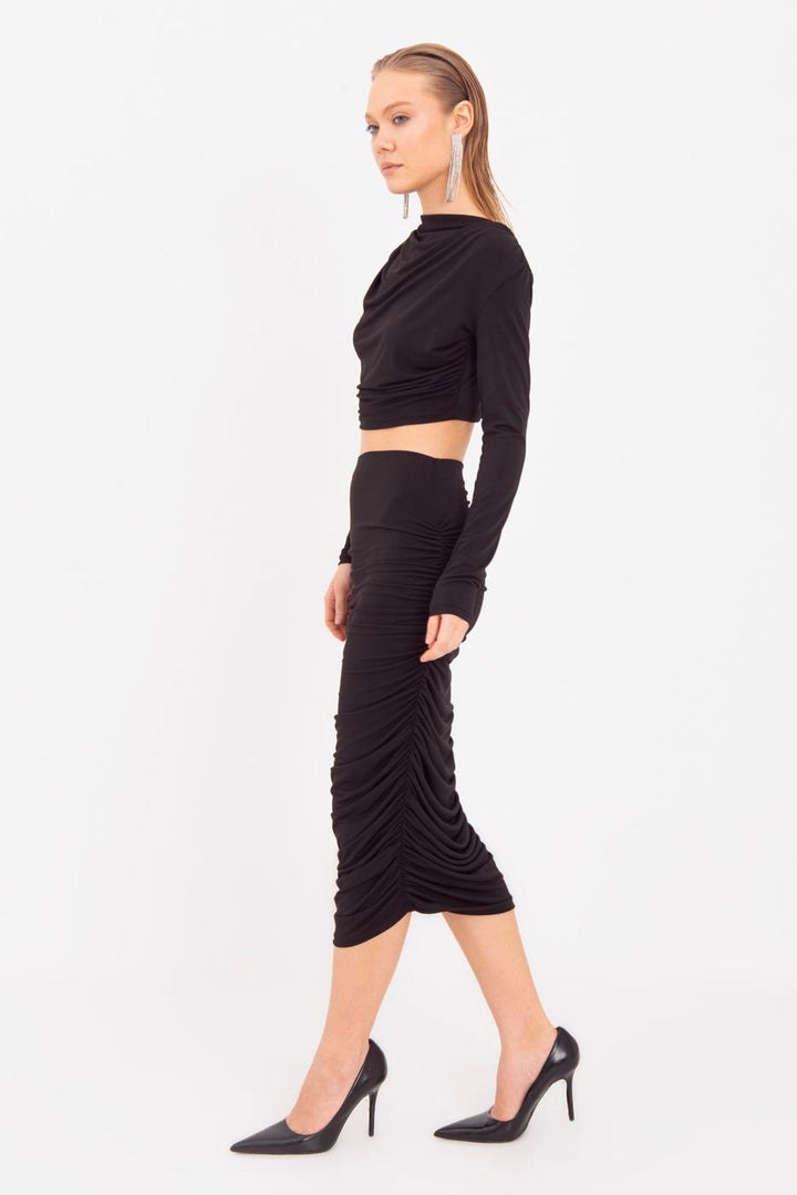 BSL Women Draped Midi Pencil Skirt - Brookfield
