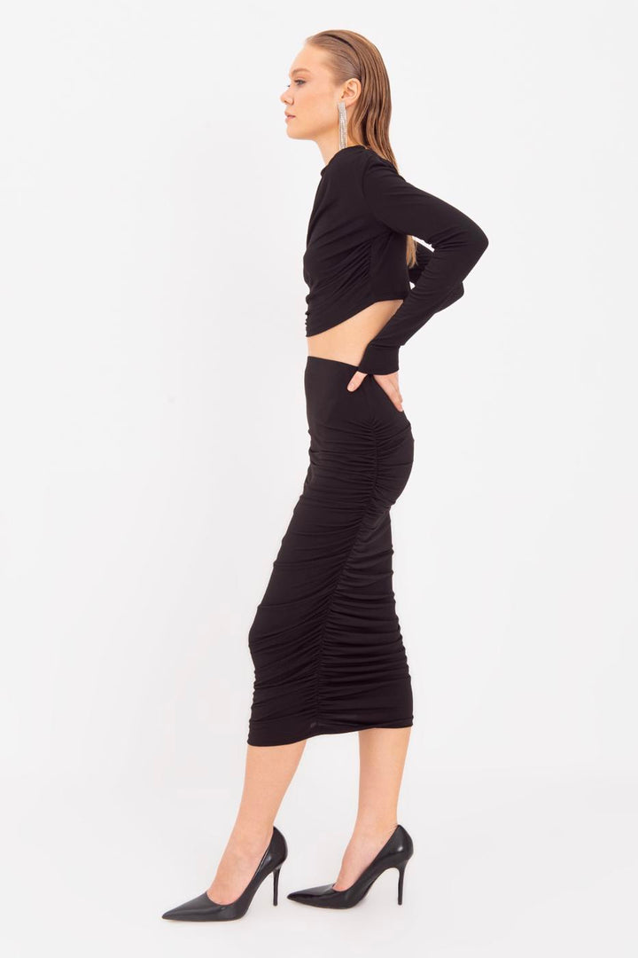 BSL Women Draped Midi Pencil Skirt - Brookfield