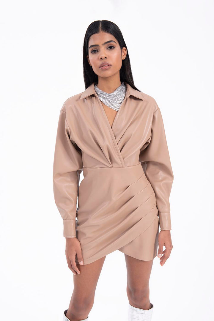 BSL Women Drapped faux leather mini dress - Rosny-sous-Bois