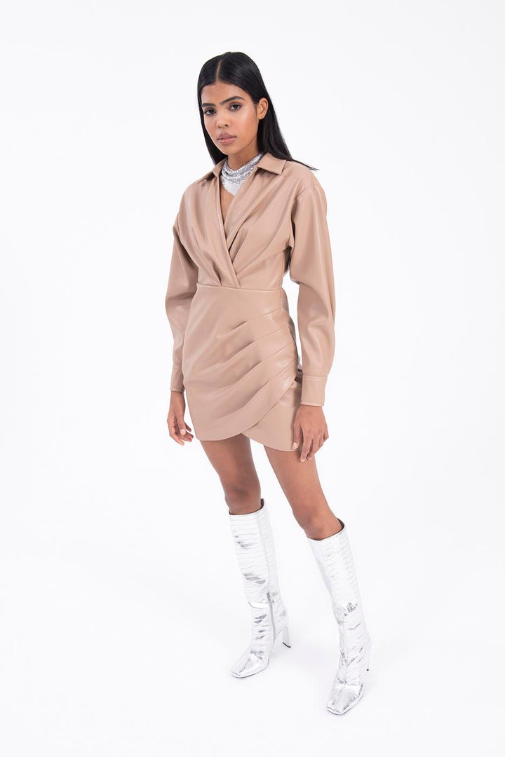 BSL Women Drapped faux leather mini dress - Rosny-sous-Bois