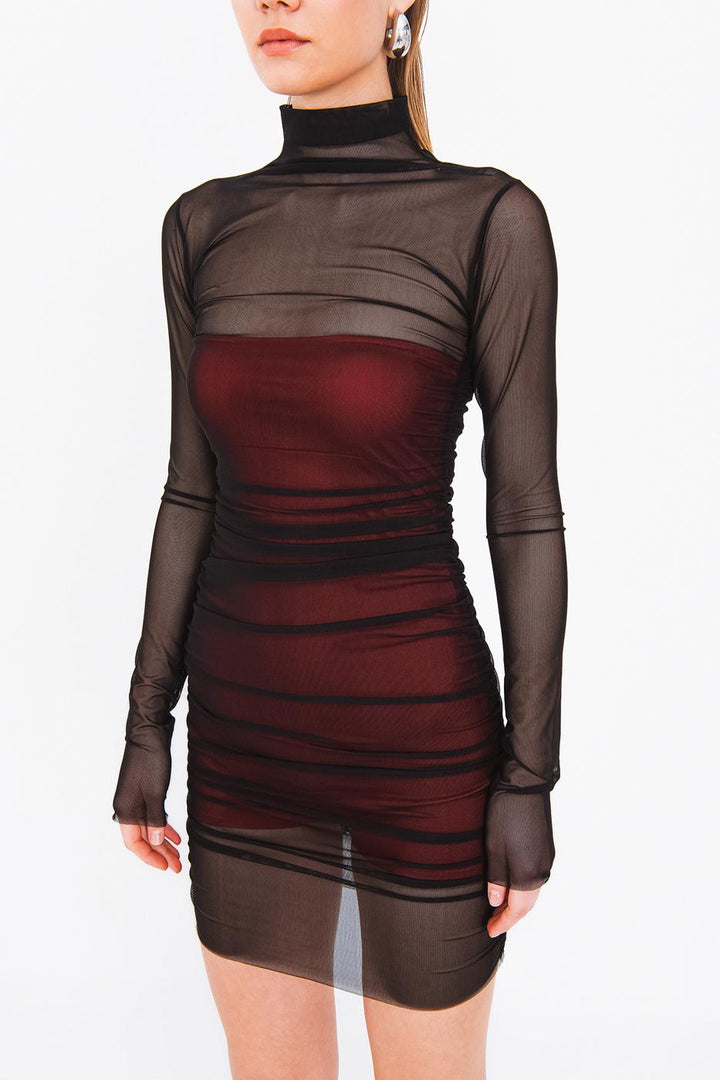 BSL Women Draped Mini Tulle Dress - Santa Clara