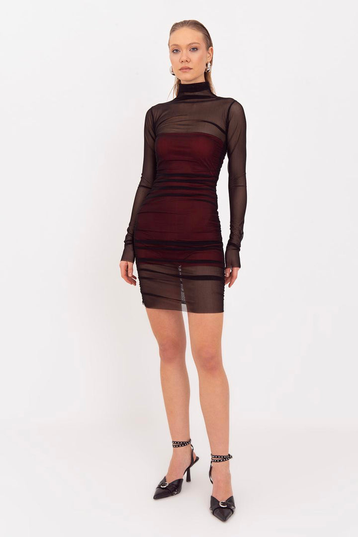 BSL Women Draped Mini Tulle Dress - Santa Clara