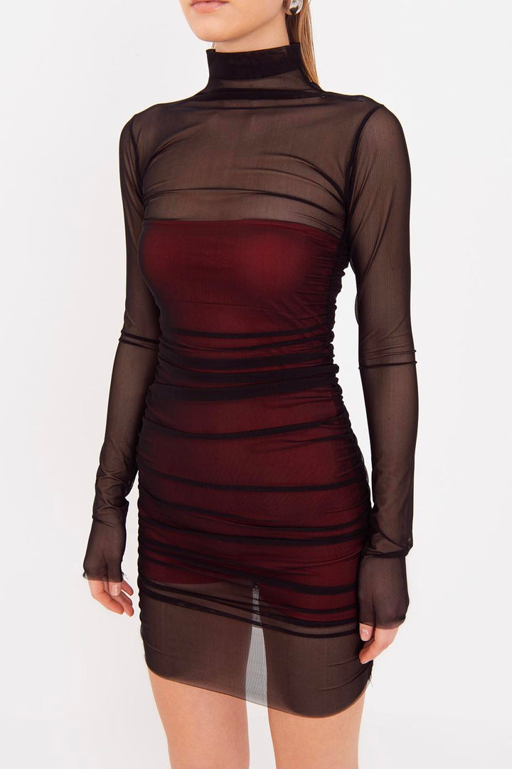 BSL Women Draped Mini Tulle Dress - Santa Clara
