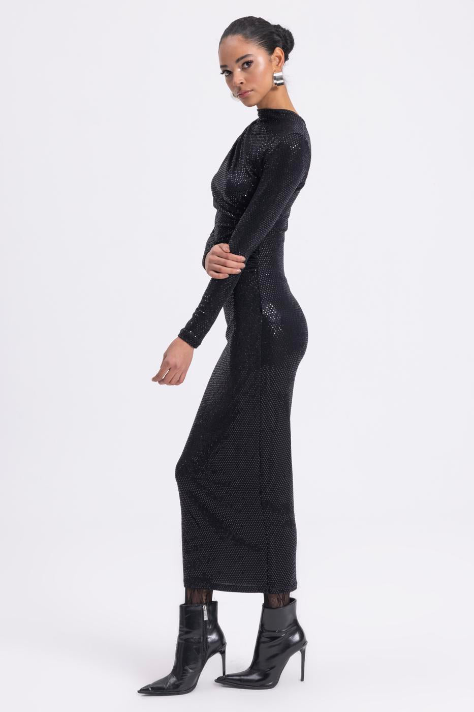 BSL Women Draped Sequined Midi Dress - East Honolulu