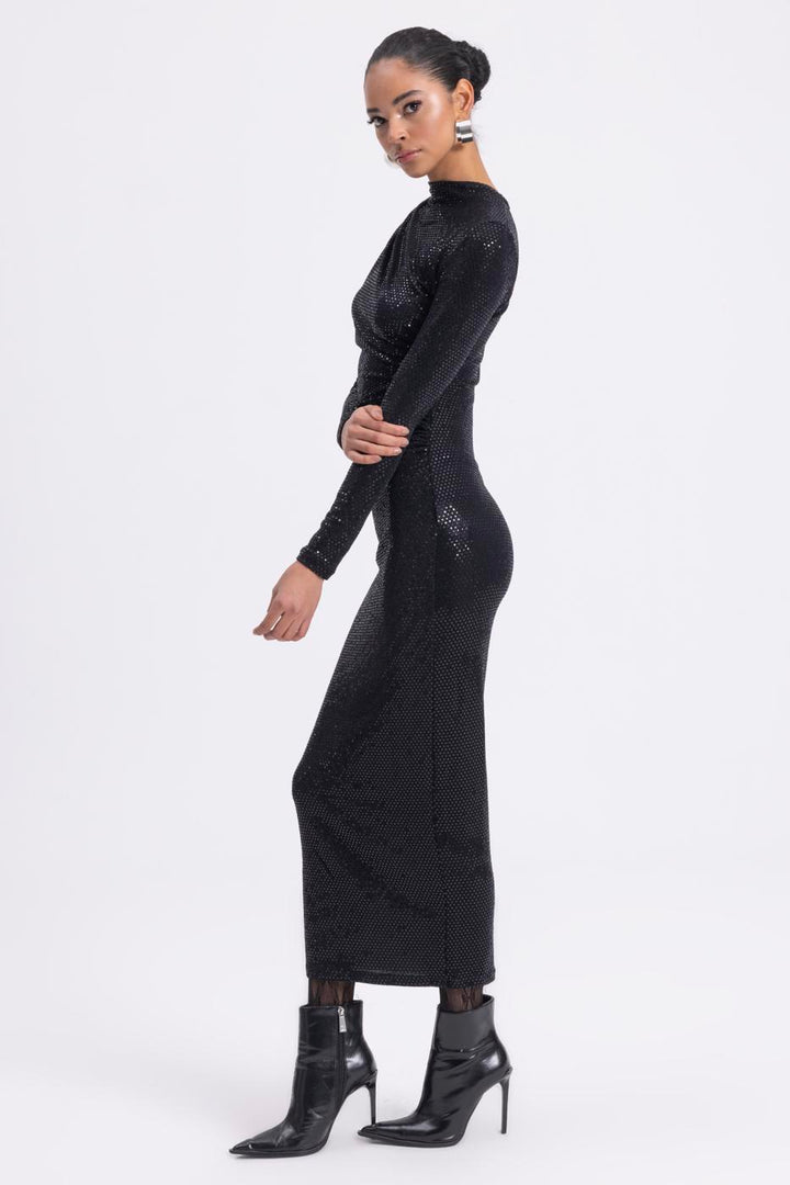 BSL Women Draped Sequined Midi Dress - East Honolulu