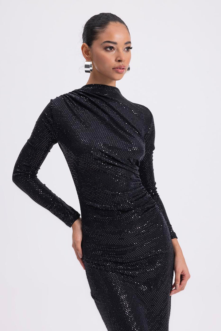 BSL Women Draped Sequined Midi Dress - East Honolulu