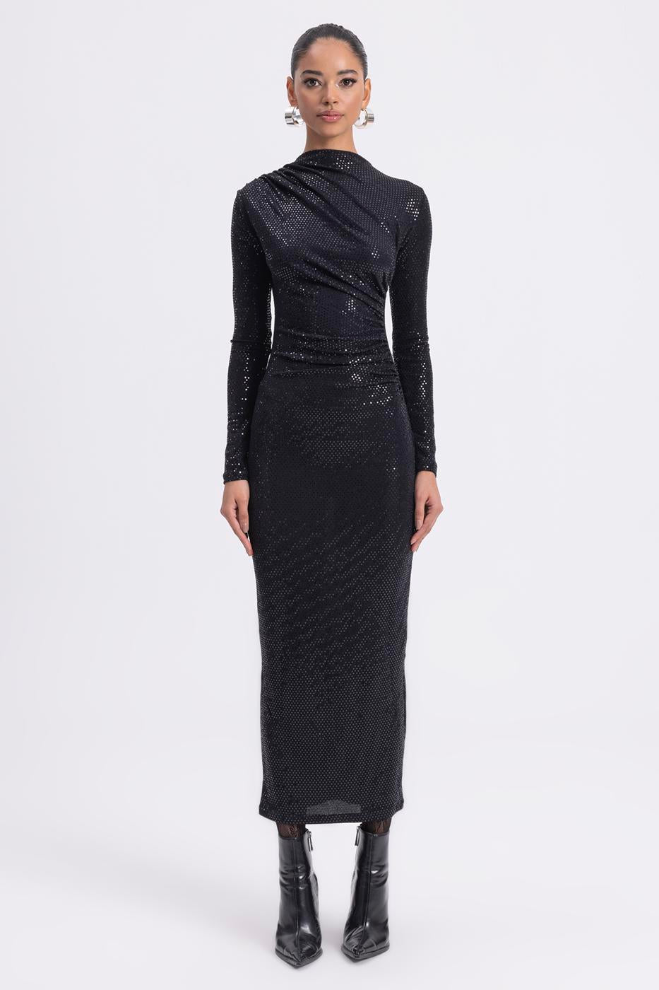 BSL Women Draped Sequined Midi Dress - East Honolulu