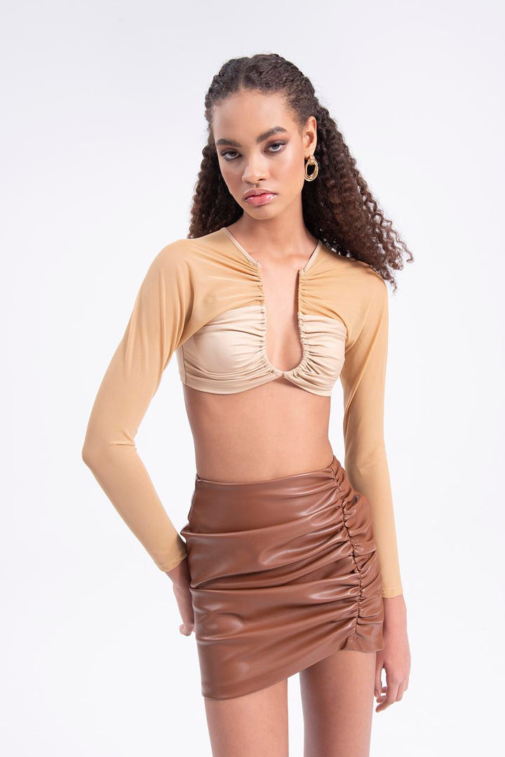BSL Women Drapped faux leather mini skirt - Râmnicu Vâlcea