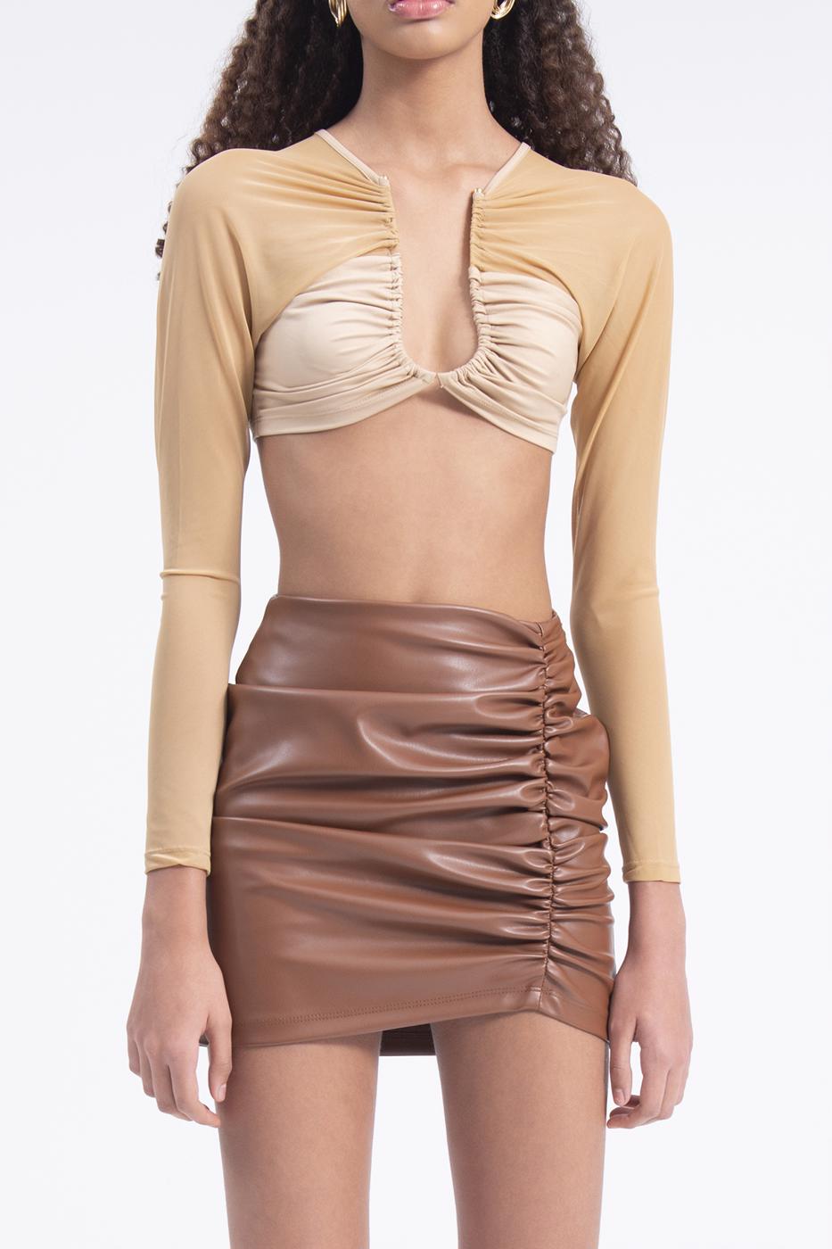 BSL Women Drapped faux leather mini skirt - Râmnicu Vâlcea