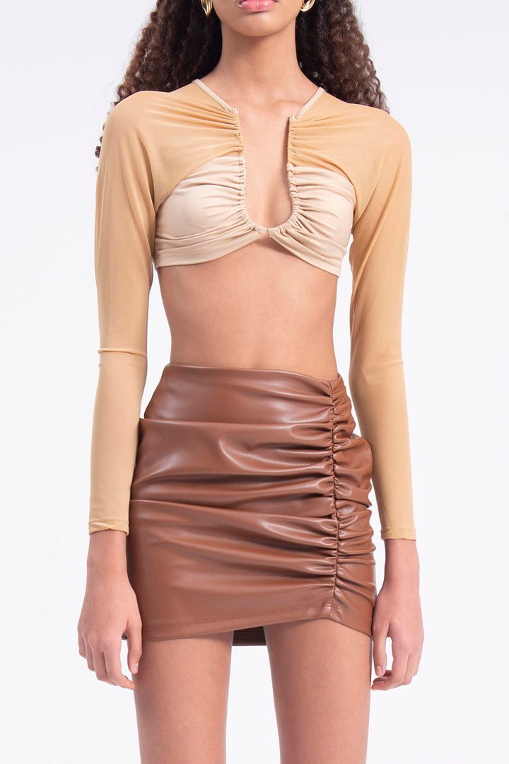 BSL Women Drapped faux leather mini skirt - Râmnicu Vâlcea