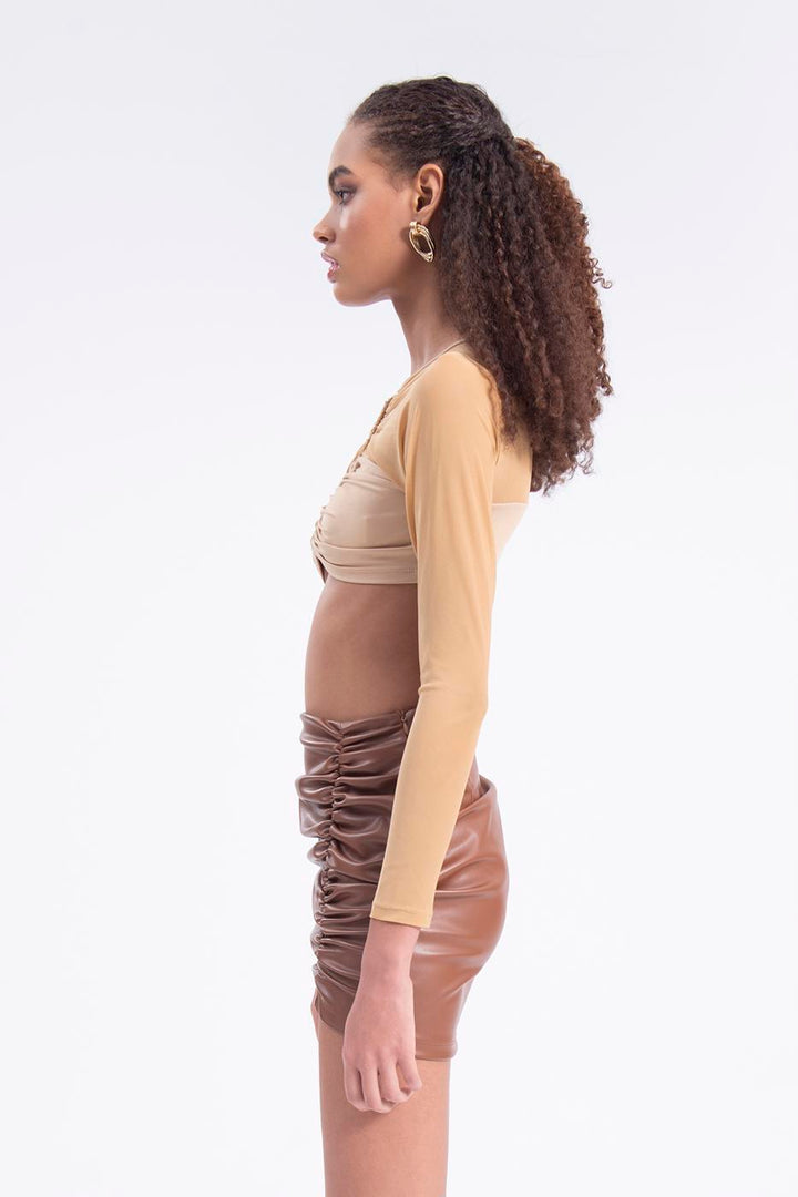 BSL Women Drapped faux leather mini skirt - Râmnicu Vâlcea