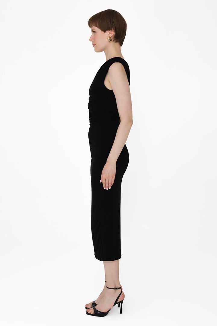 BSL Women Draped One-Shoulder Detailed Midi Dress - Ioánnina