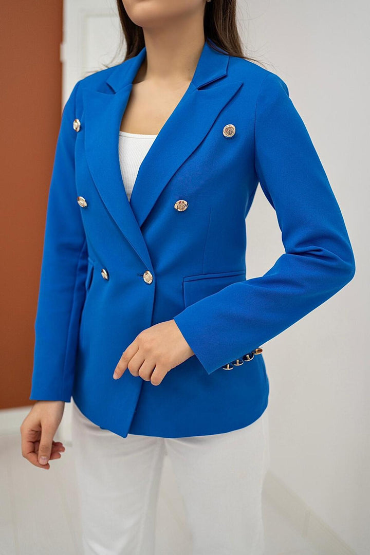 ELS Button Detailed Jacket - Sax - Zongolica