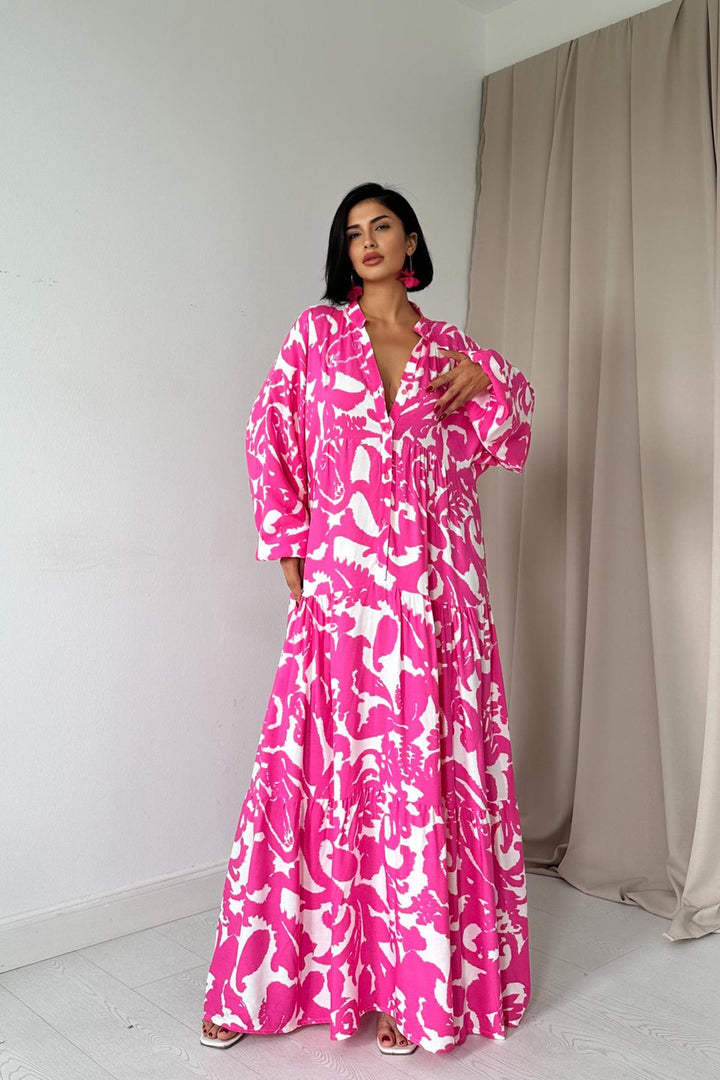 ELS Buttoned Loose Dress - Fuchsia - Moncton