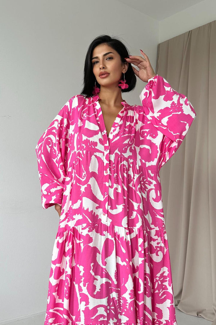 ELS Buttoned Loose Dress - Fuchsia - Moncton