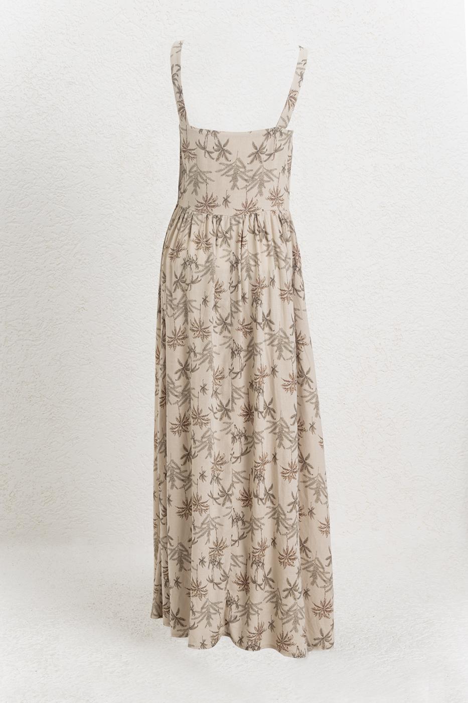 BSL Women Buttoned Strappy Linen Blend Midi Dress - Chenalhó