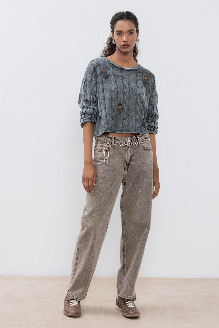 BSL Women Straight Cut Denim Trousers - Aix-en-Provence