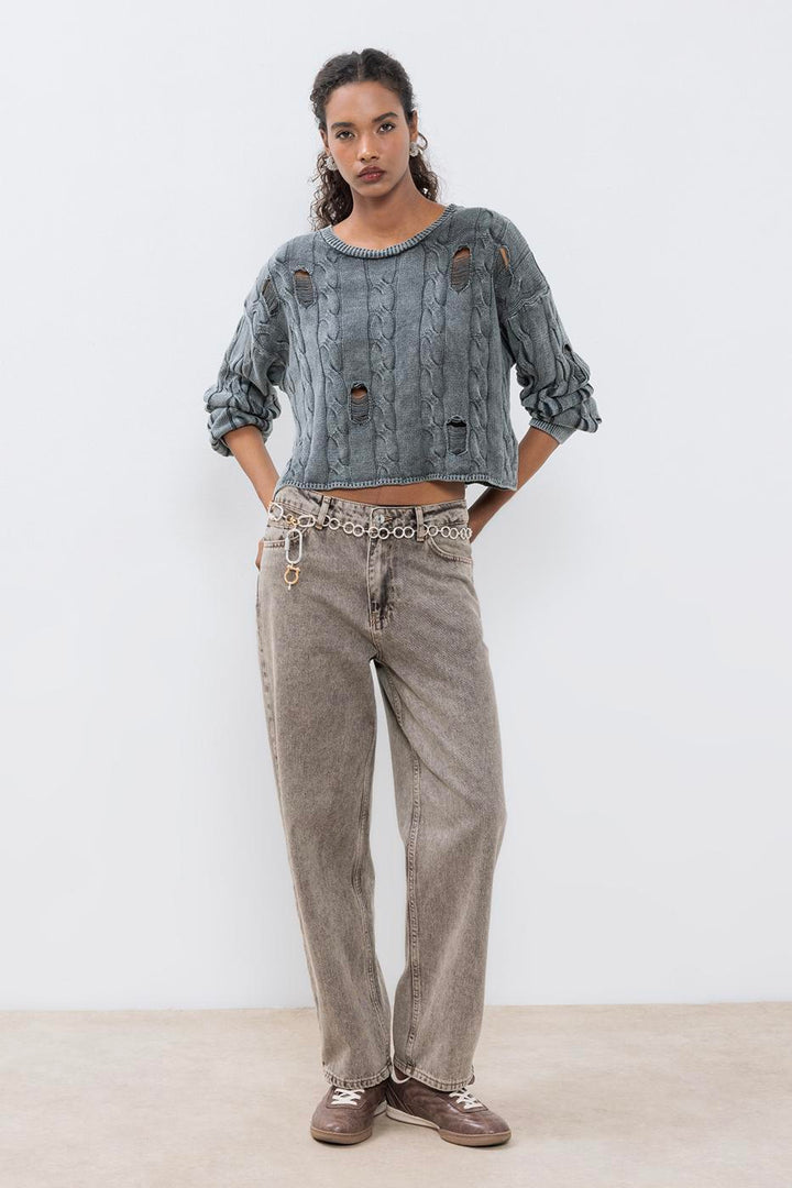 BSL Women Straight Cut Denim Trousers - Aix-en-Provence