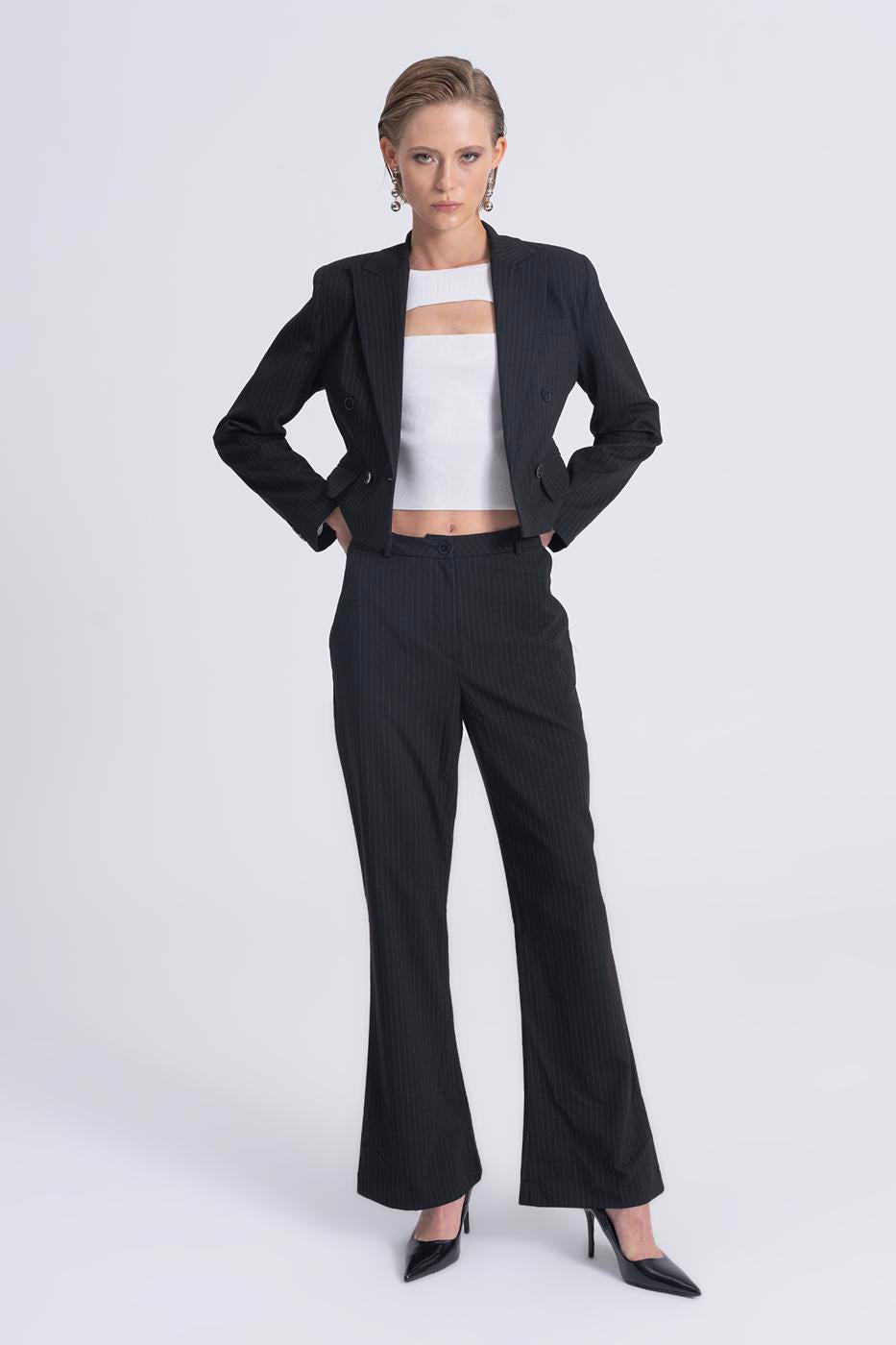 BSL Women Straight Cut Fabric Trousers - Vénissieux