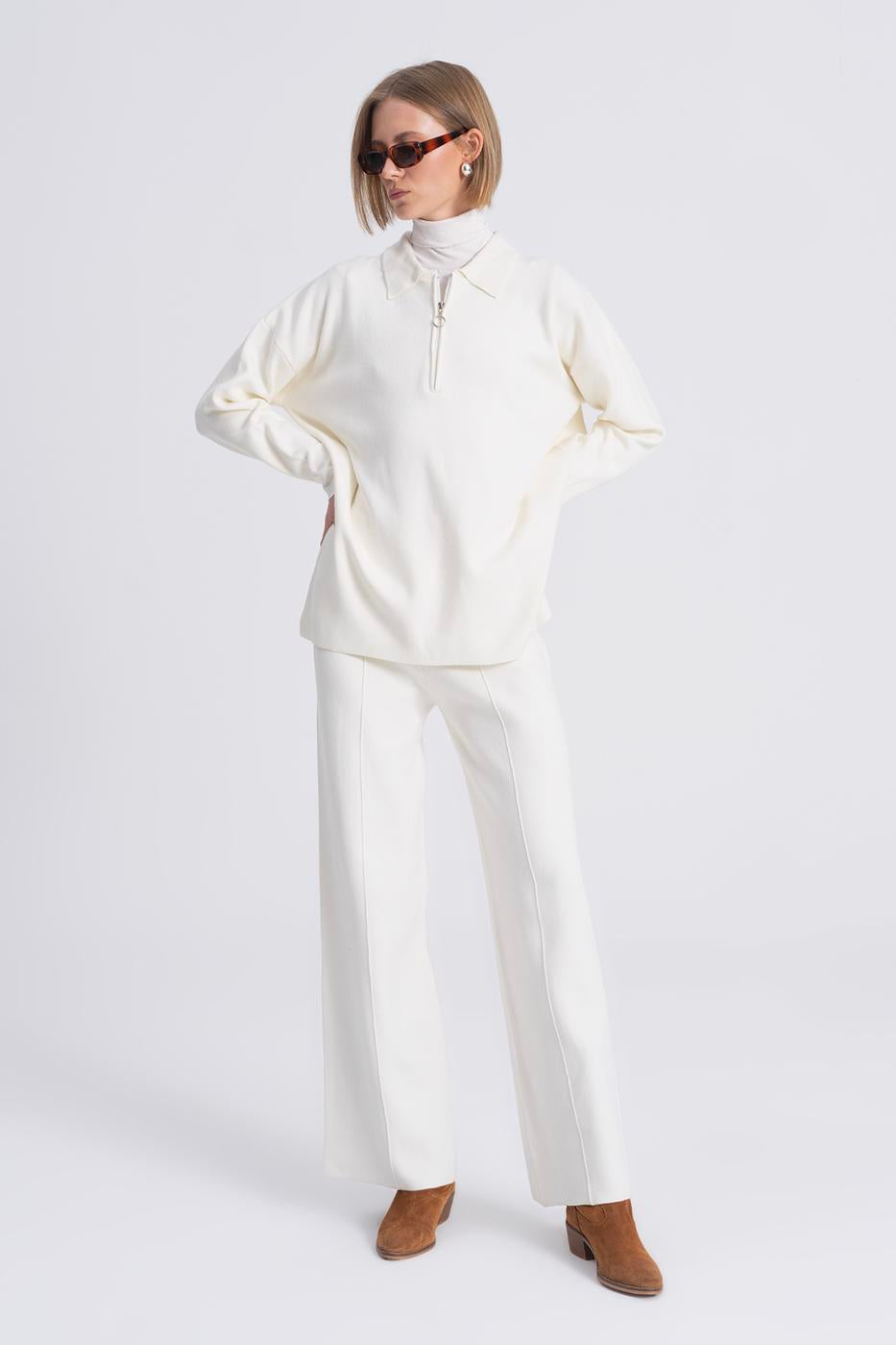 BSL Women Straight Cut Knitwear Trousers - Tbilisi