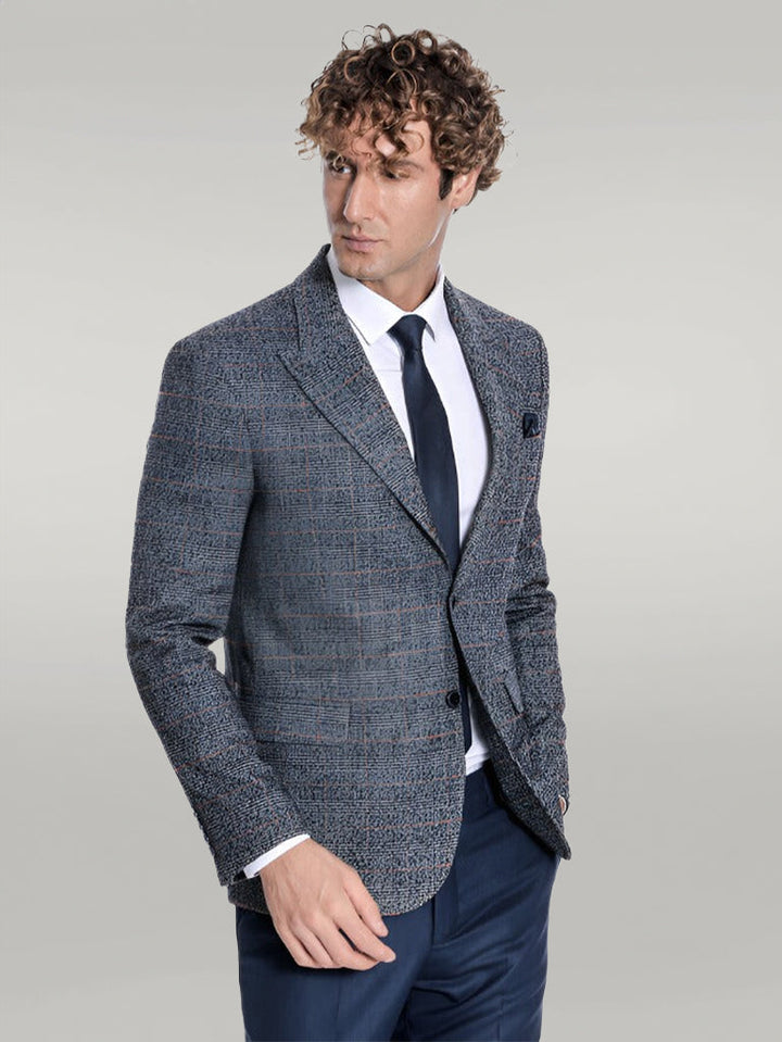 WSS Checked Navy Blue Men Blazer  - Singen