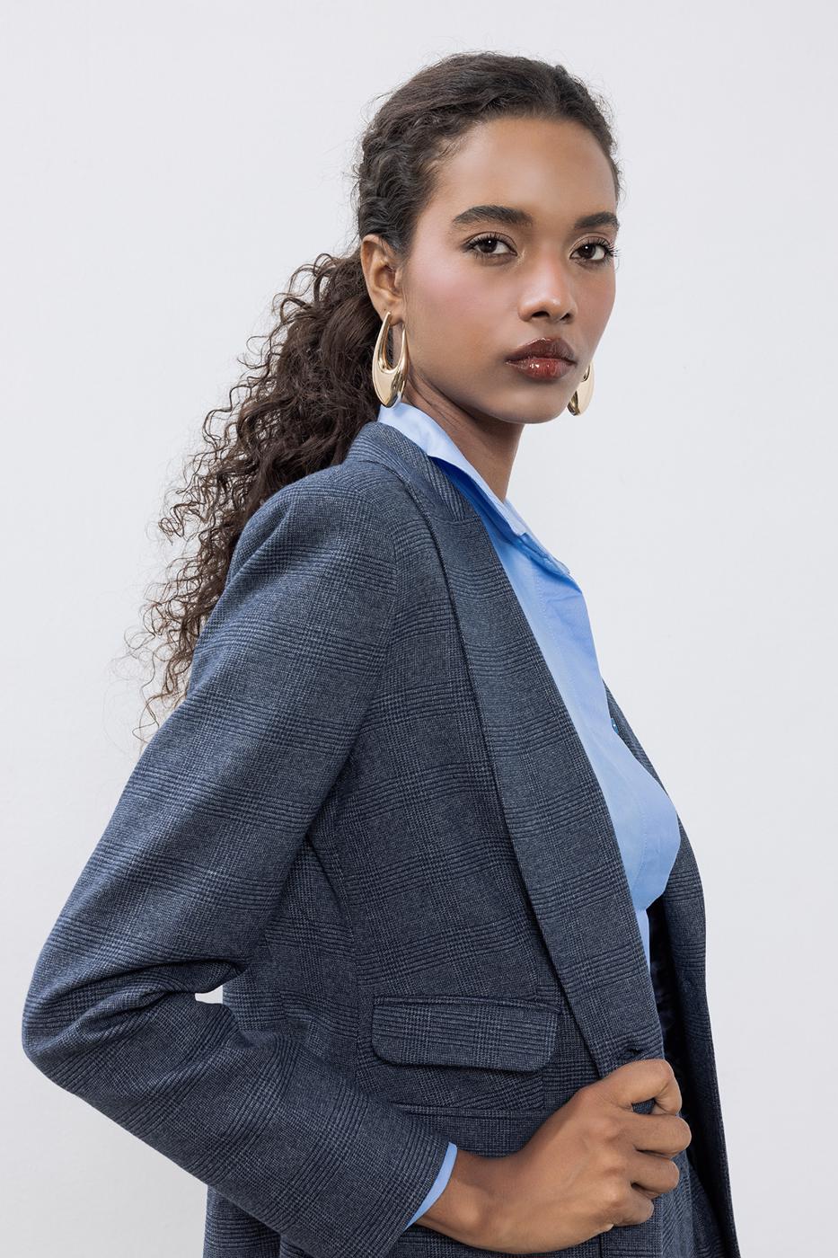 BSL Women Plaid Blazer Jacket - Bloomington
