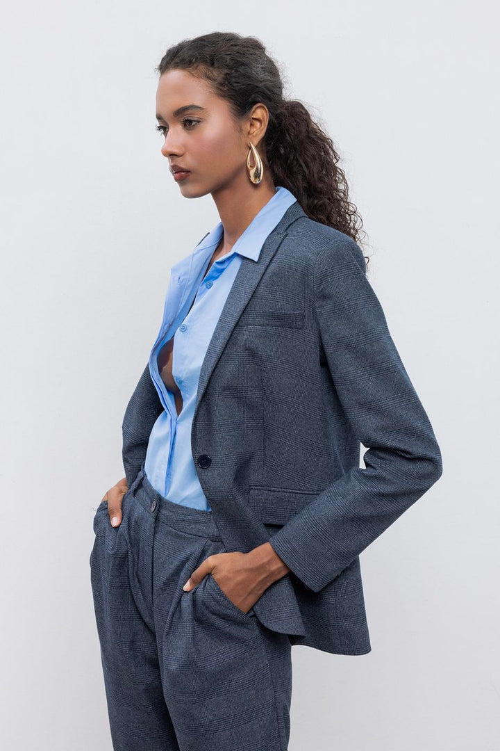 BSL Women Plaid Blazer Jacket - Bloomington