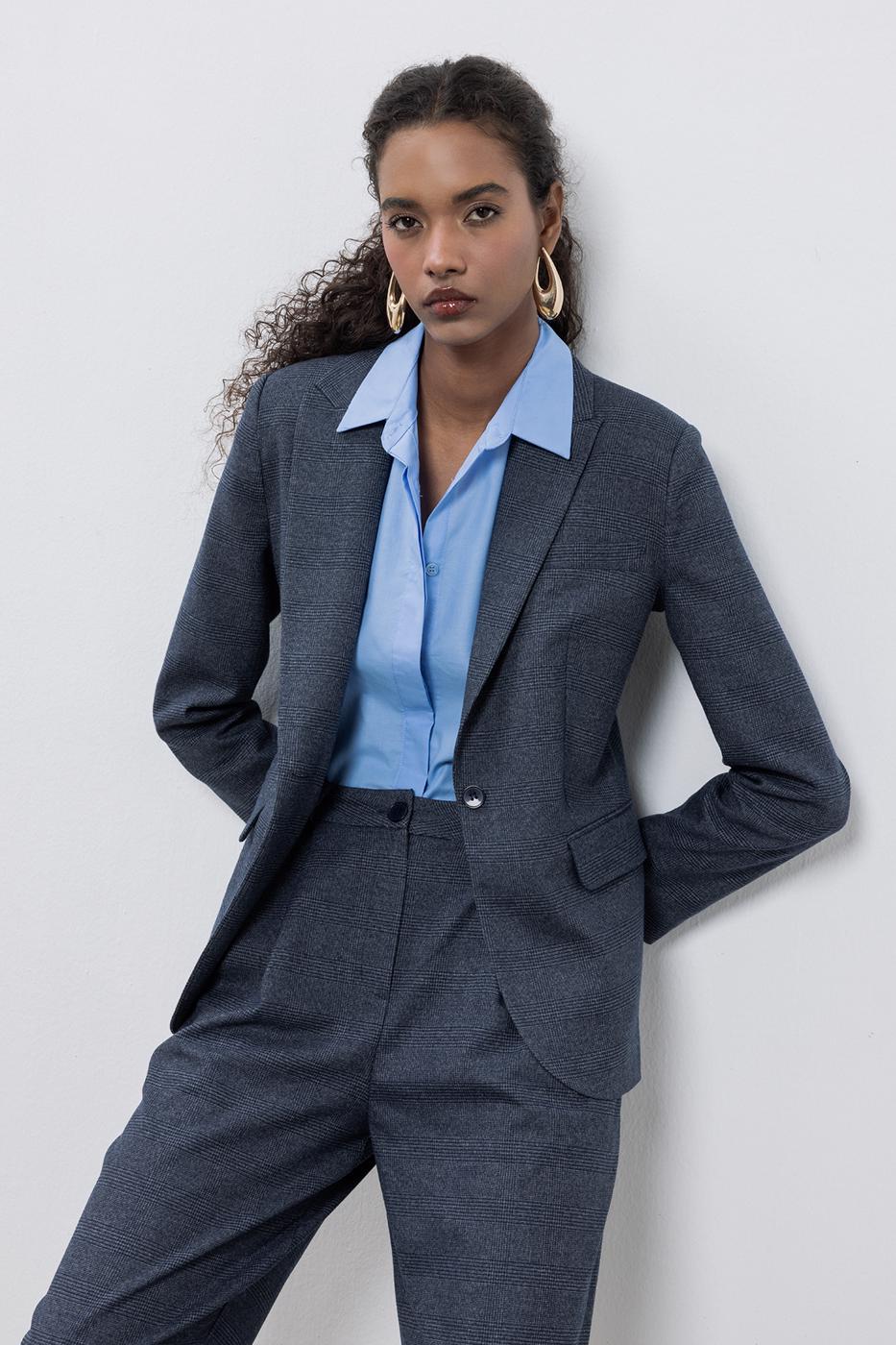BSL Women Plaid Blazer Jacket - Bloomington