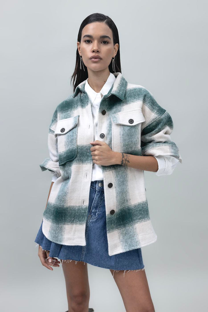 BSL Women Checked Shirt Jacket - Lluchmayor