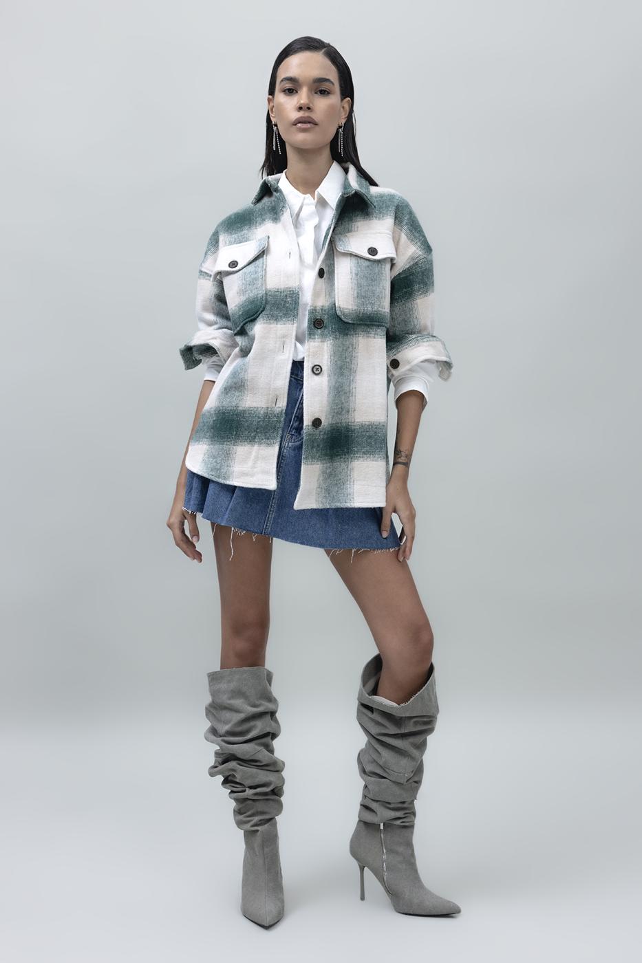 BSL Women Checked Shirt Jacket - Lluchmayor