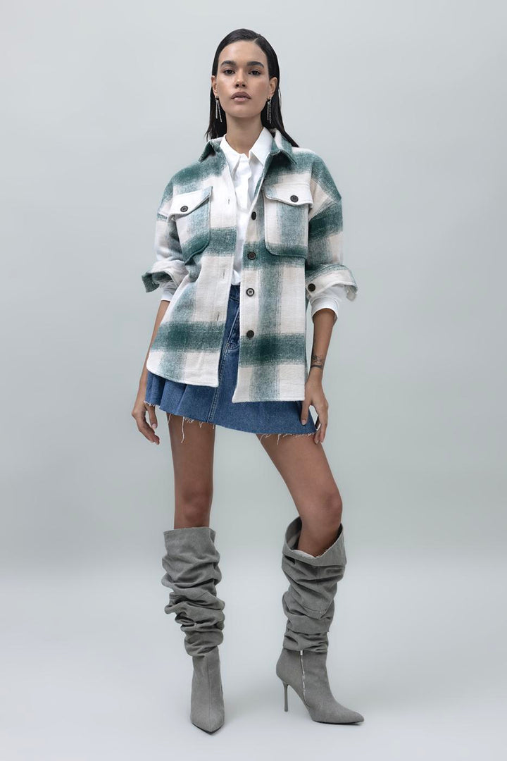 BSL Women Checked Shirt Jacket - Lluchmayor