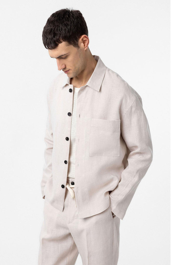 ANT Antioch Ecru 100% Linen Relax Fit Men's Lightweight Jacket - Godalming