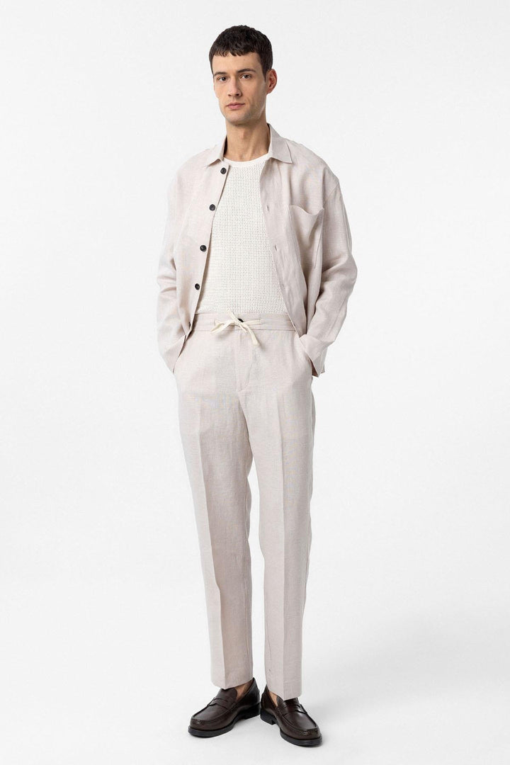 ANT Antioch Ecru 100% Linen High Waist Men's Pants - Wesseling