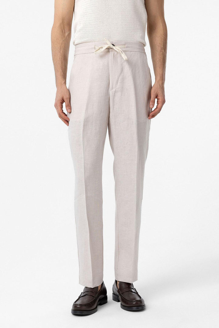 ANT Antioch Ecru 100% Linen High Waist Men's Pants - Wesseling