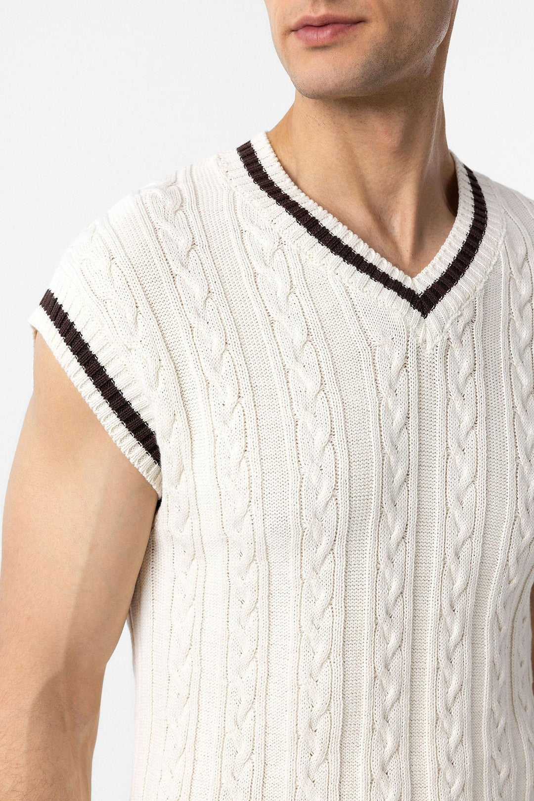 ANT Antioch Ecru 100% Cotton Knitted Men's Vest - Bloomfield