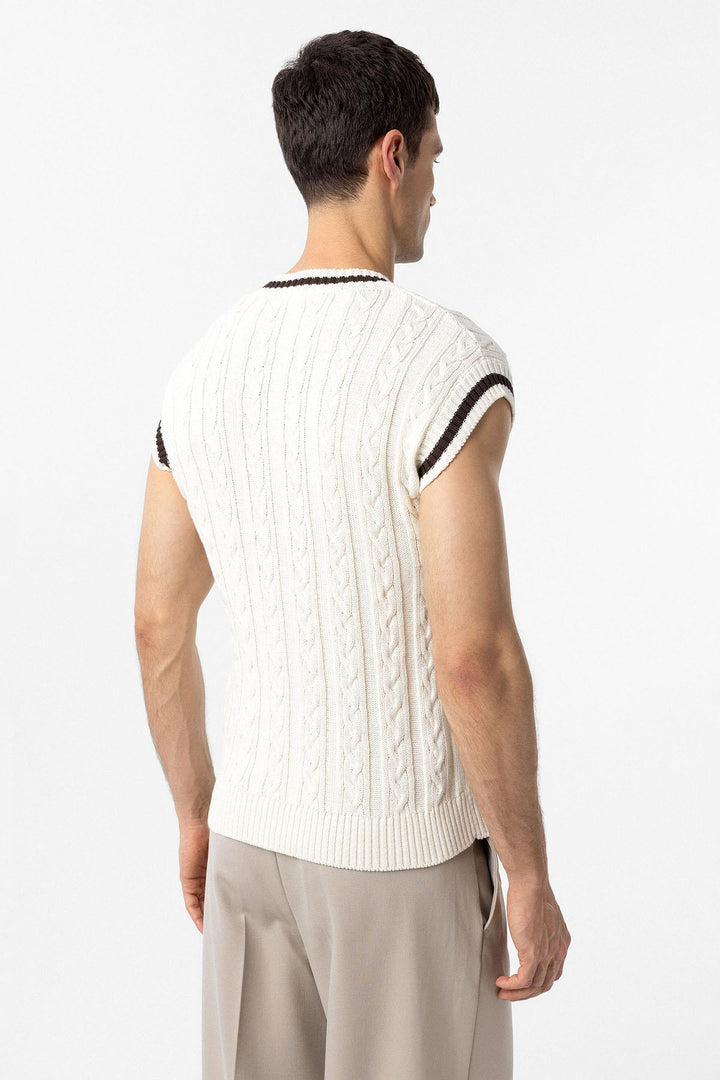 ANT Antioch Ecru 100% Cotton Knitted Men's Vest - Bloomfield
