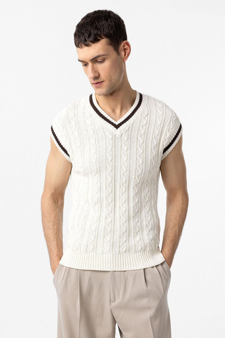 ANT Antioch Ecru 100% Cotton Knitted Men's Vest - Bloomfield