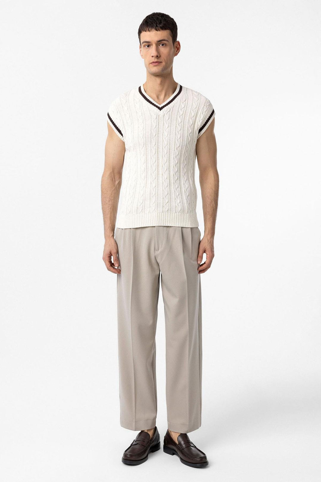 ANT Antioch Ecru 100% Cotton Knitted Men's Vest - Bloomfield