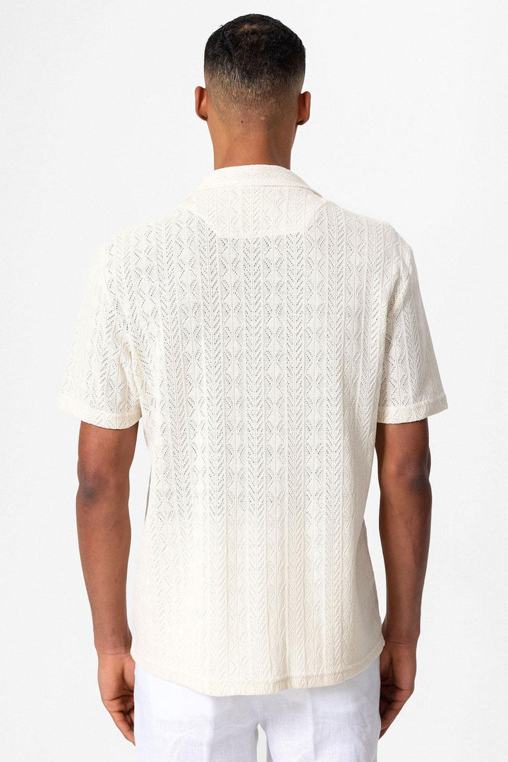 ANT Antioch Ecru Turtle Neck Knitted Patterned Men's Shirt - Berdychiv