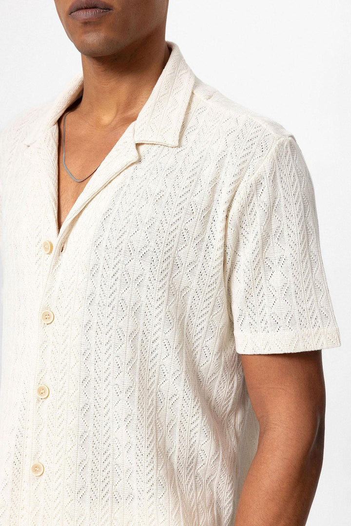 ANT Antioch Ecru Turtle Neck Knitted Patterned Men's Shirt - Berdychiv