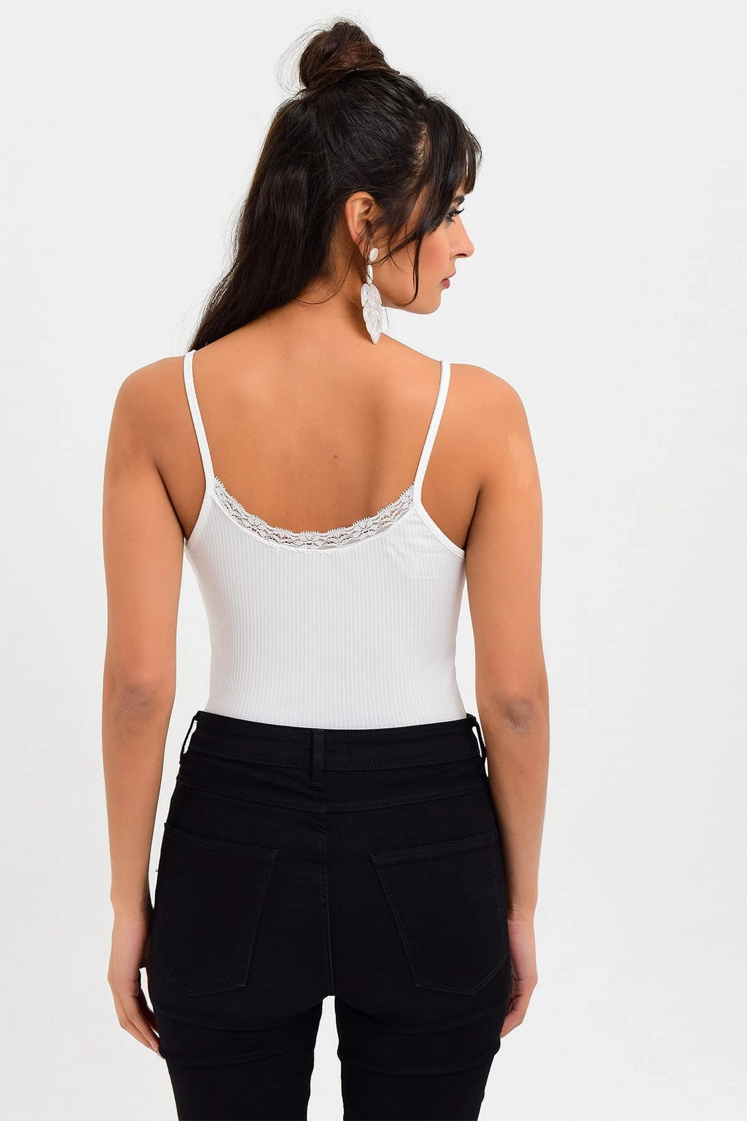 Ecru Sleeveless Blouse with Lace Detail BCBSK-25700-K4081 - Leominster