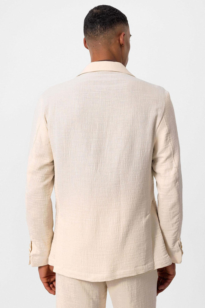 ANT Antioch Ecru Unlined Bag Pocket Men's Blazer Jacket - Wels