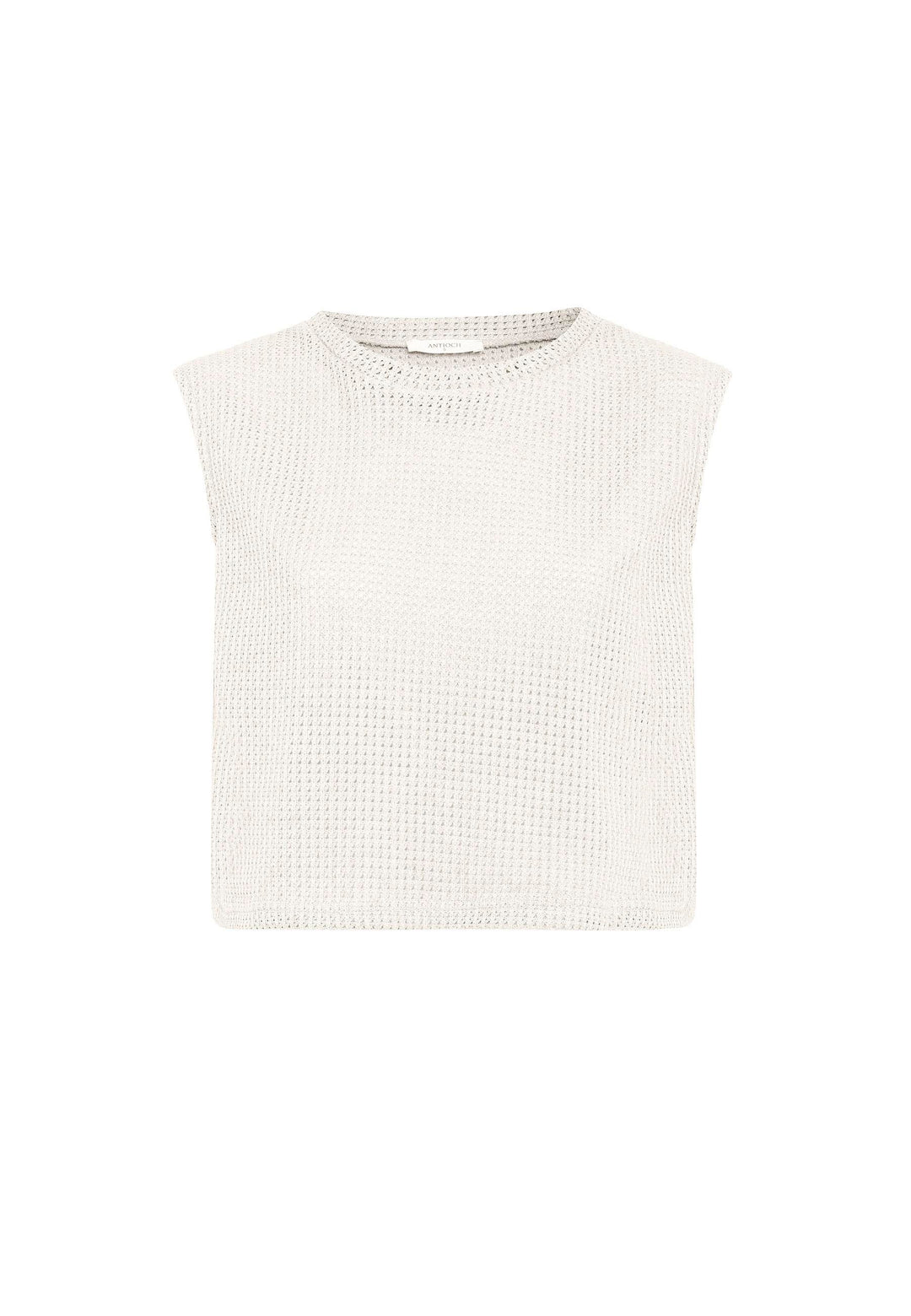 ANT Antioch Ecru Lace-Up Knit Textured Women's Top - Palaiseau