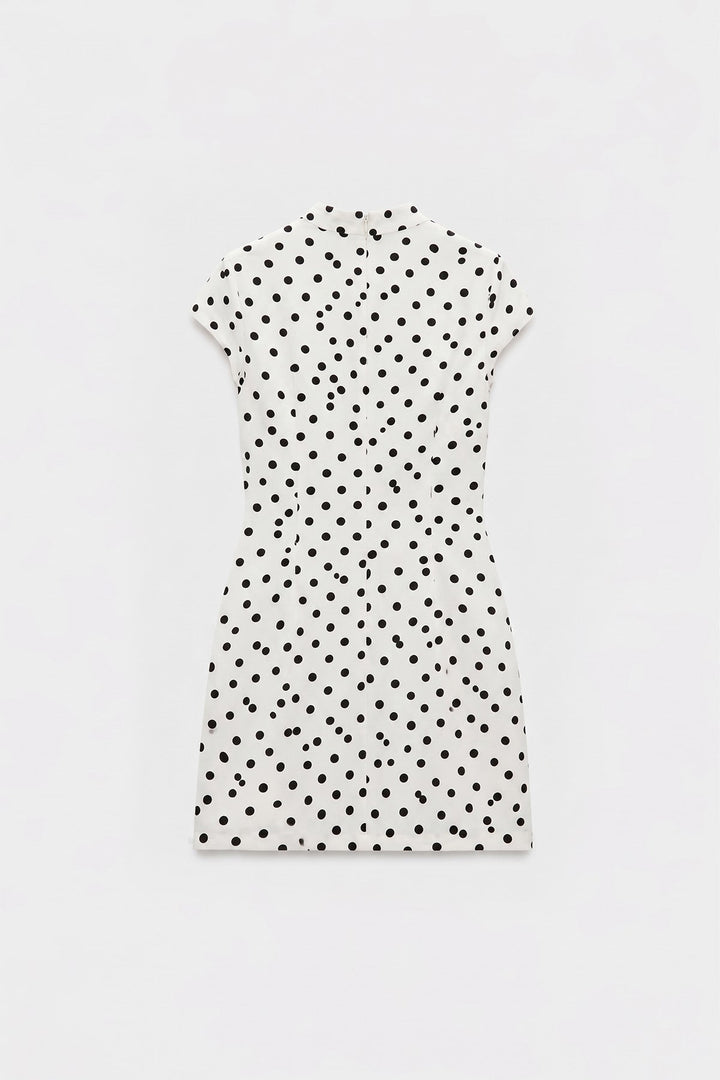 ANT Short Dress with Lace-Up Polka Dot Pattern - Boulogne-sur-Mer